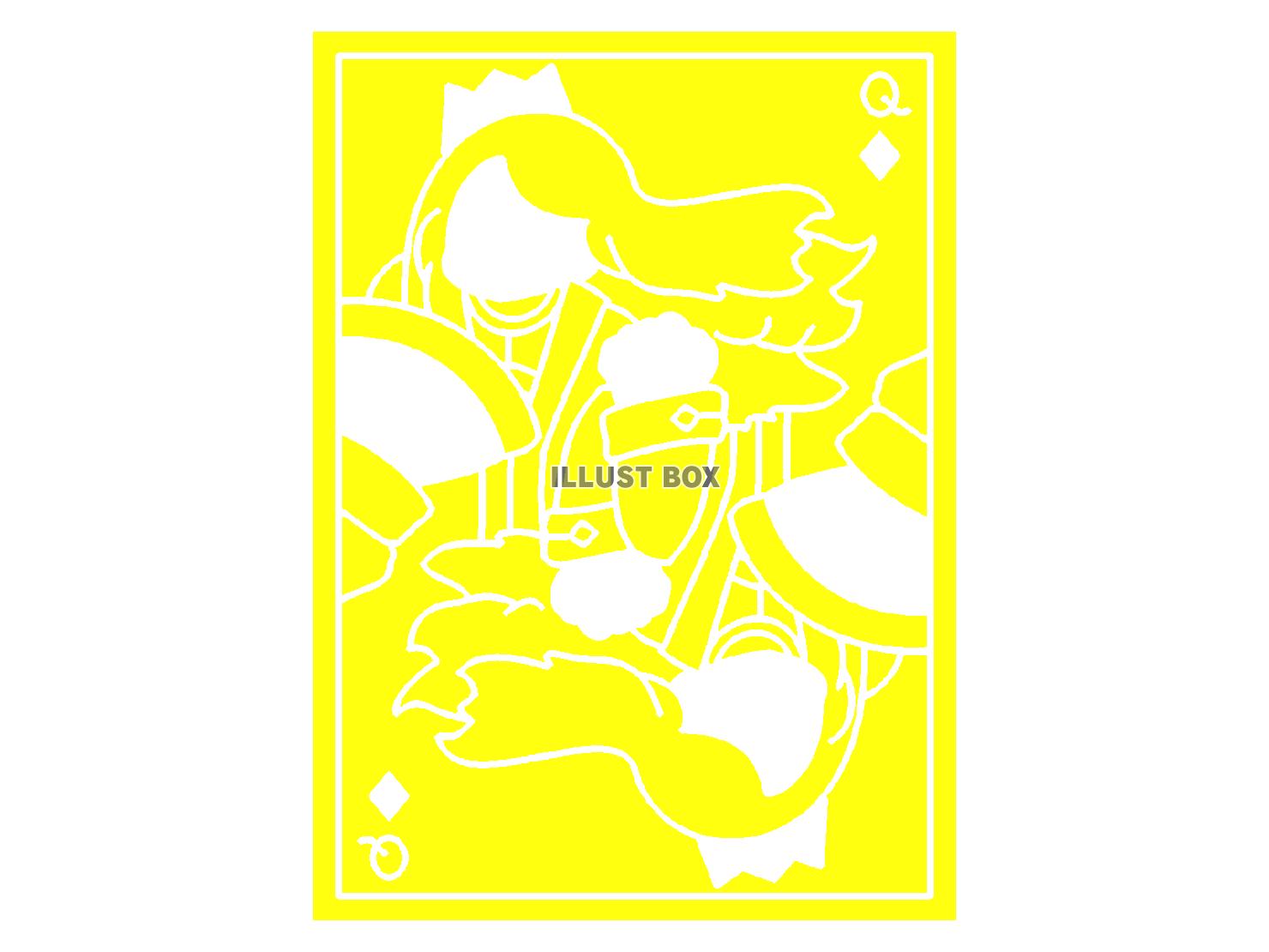 黄色のダイヤのクイーンのトランプのシルエット