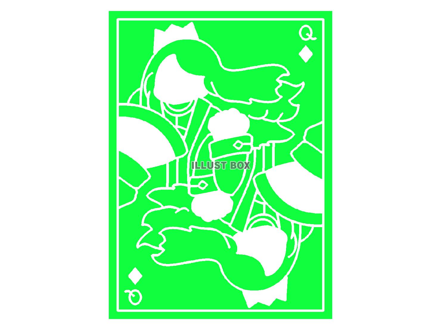 緑色のダイヤのクイーンのトランプのシルエット