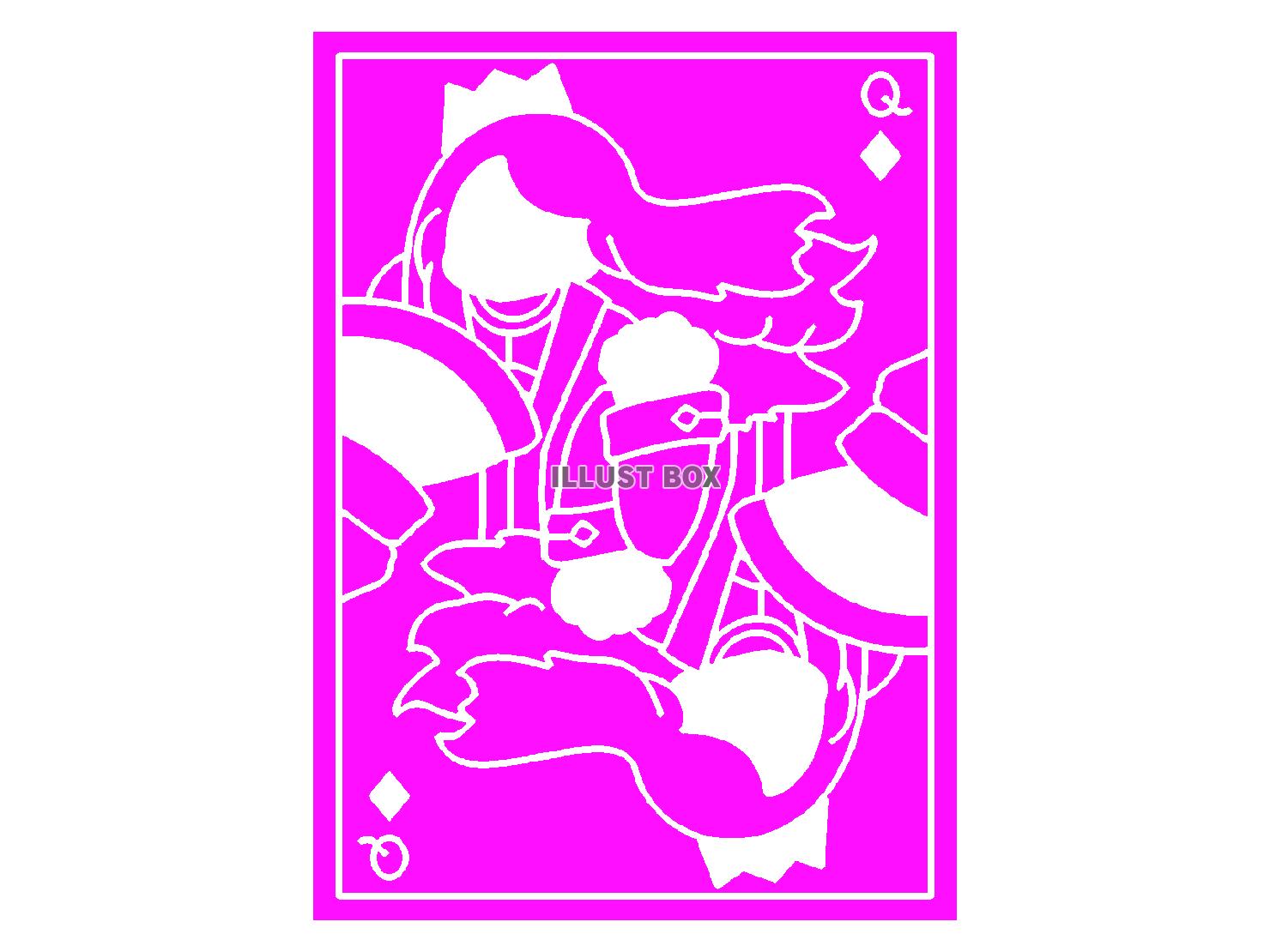 紫色のダイヤのクイーンのトランプのシルエット