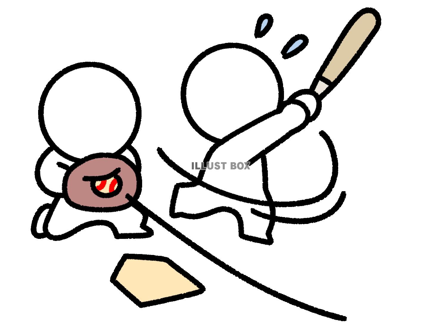 野球で空振りする棒人間