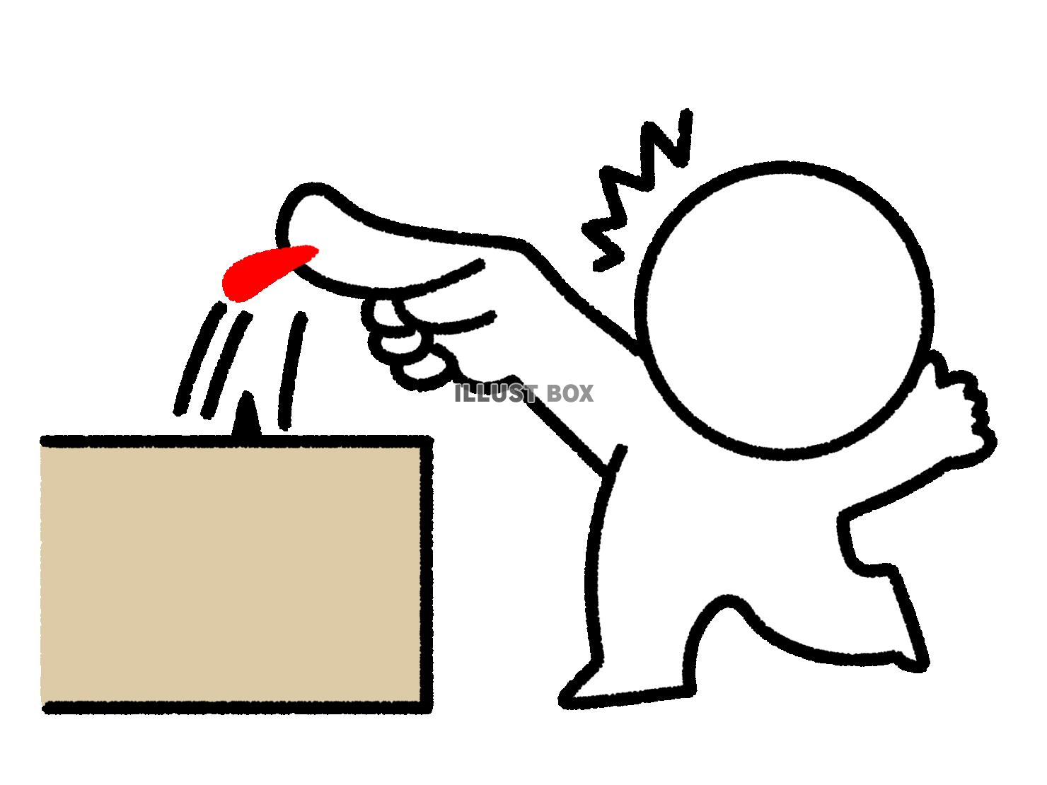 棘で指を怪我する棒人間