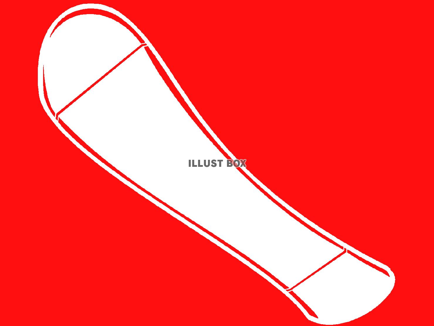 赤色モチーフのスノーボードのシルエット