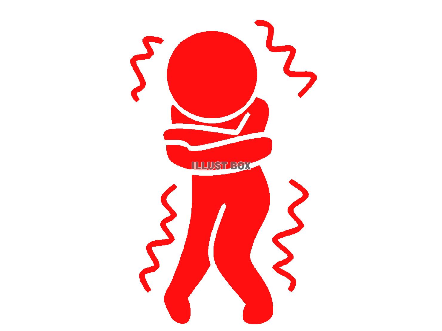 赤色の凍えるピクトグラムのシルエット