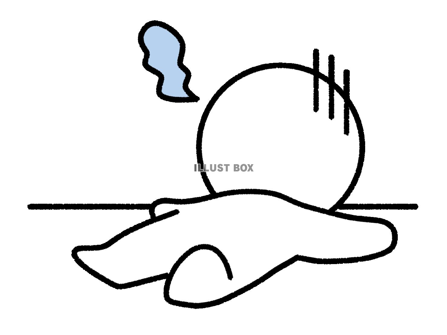 床に倒れ込んでいる棒人間