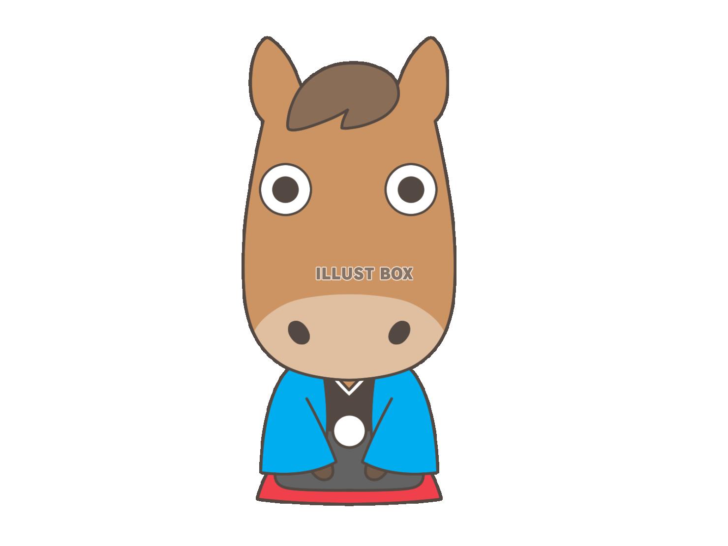 紋付き袴を着た馬さん