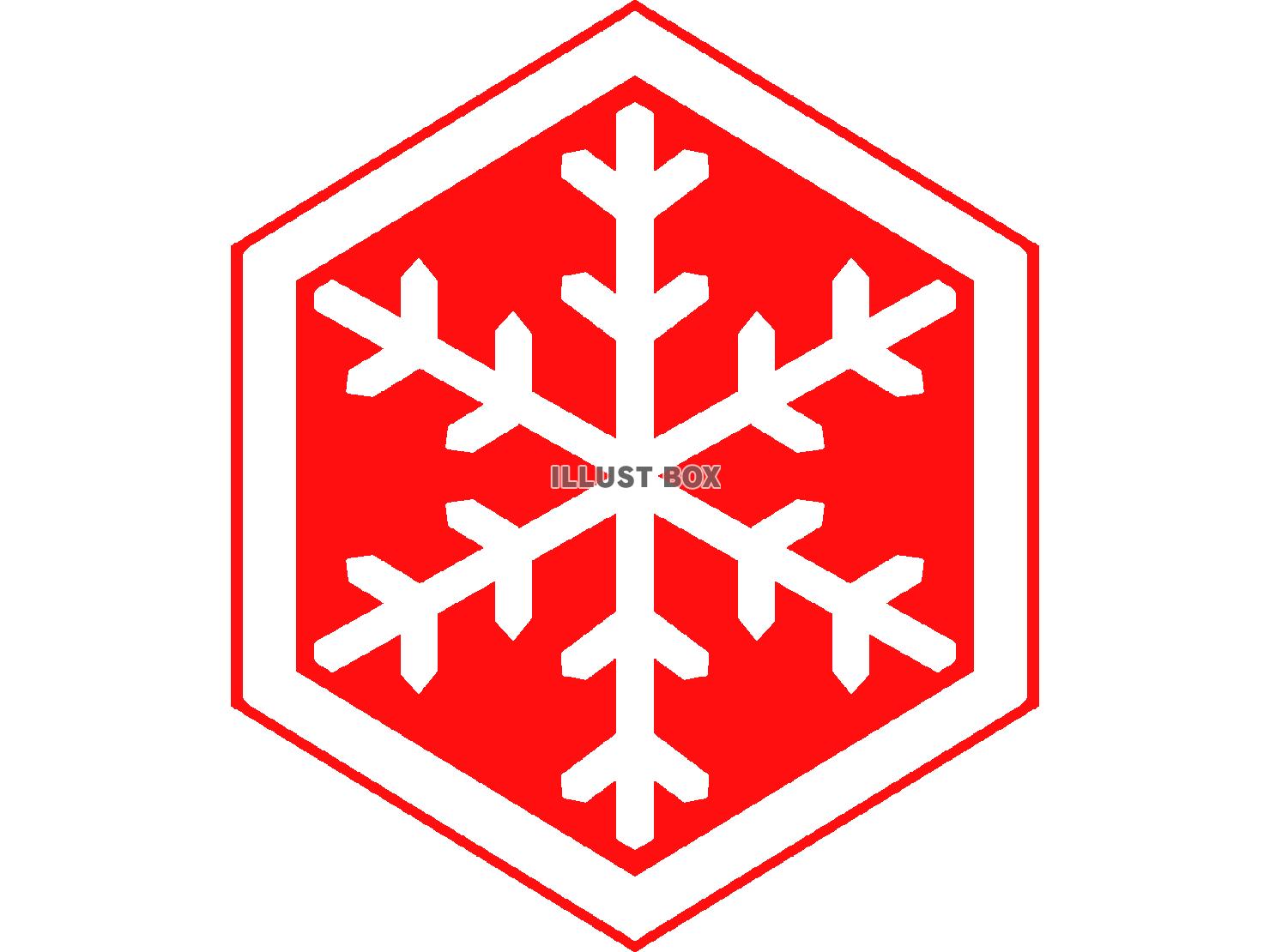 赤色の雪の結晶のシルエット