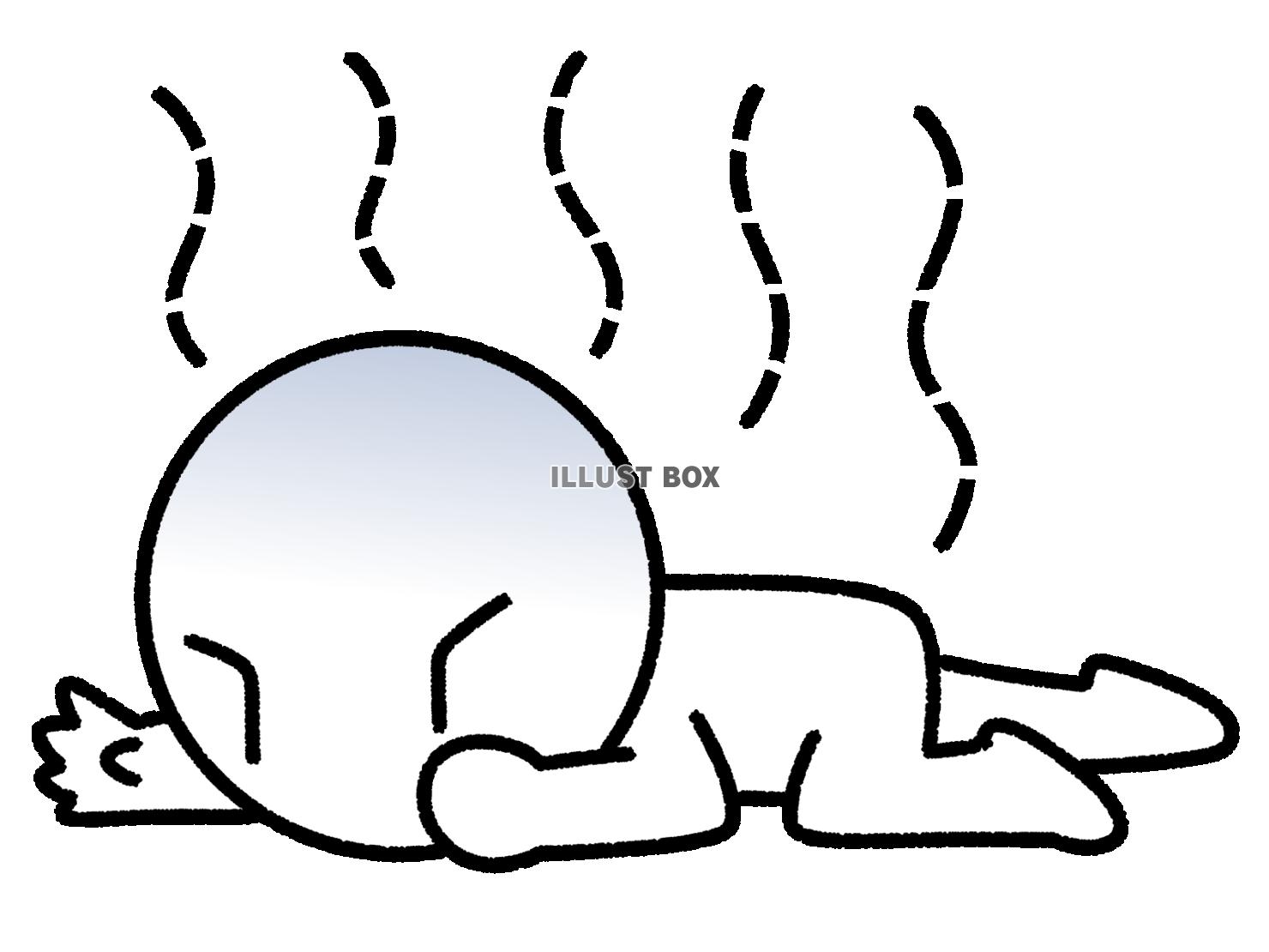 青ざめながら倒れている棒人間