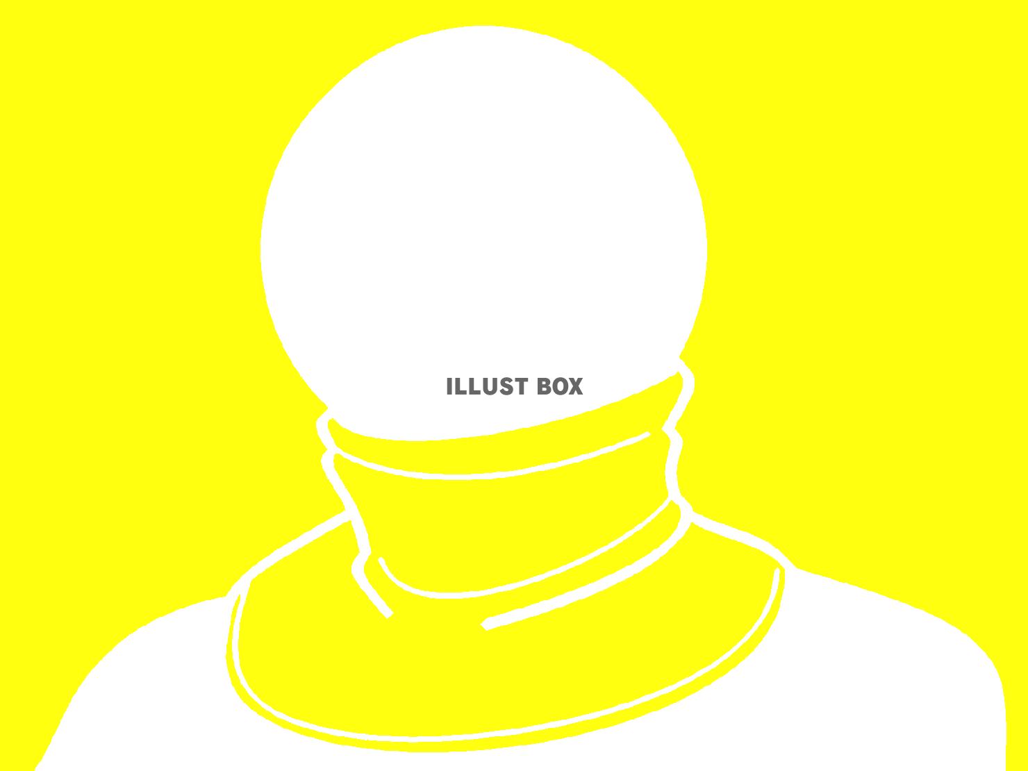 黄色のネックウォーマーとピクトグラムのシルエット