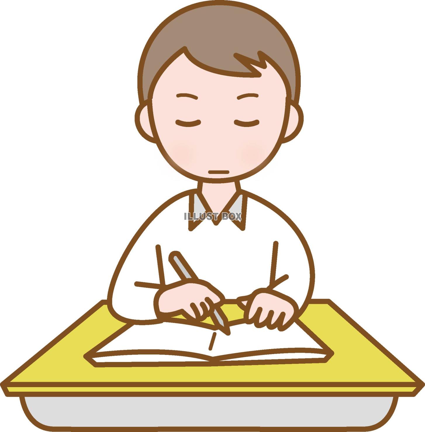 勉強をする大人の男性のイラスト