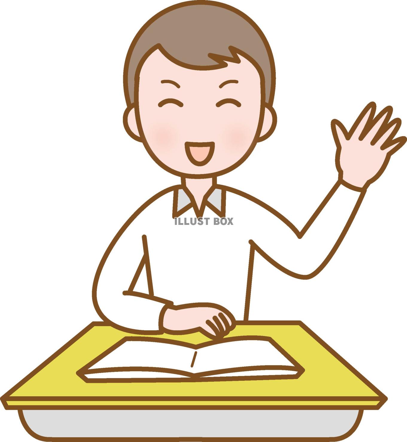 授業を受けて挙手、質問をする大人の男性