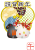 午年和柄梅土鈴年賀状（透過PNG）ZIPのEPSはCS2版