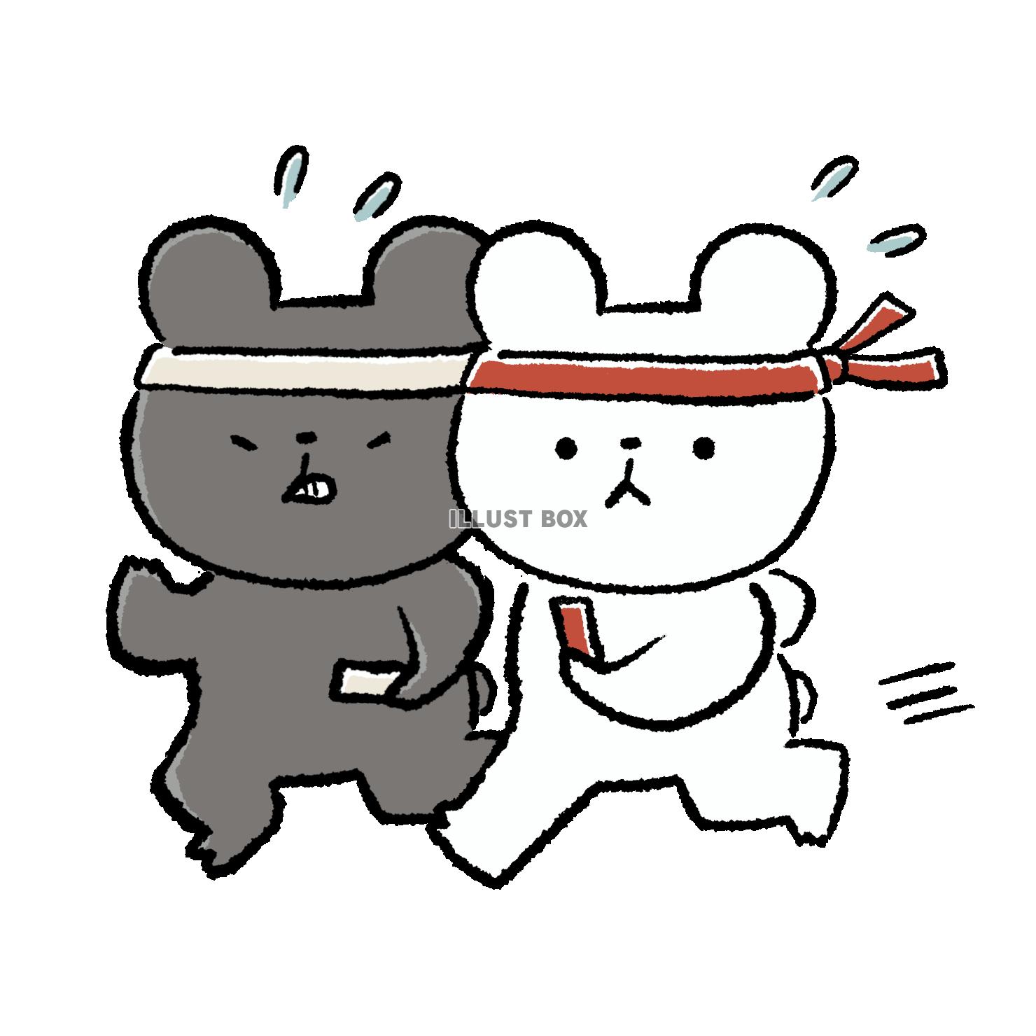 リレーをするくまたち