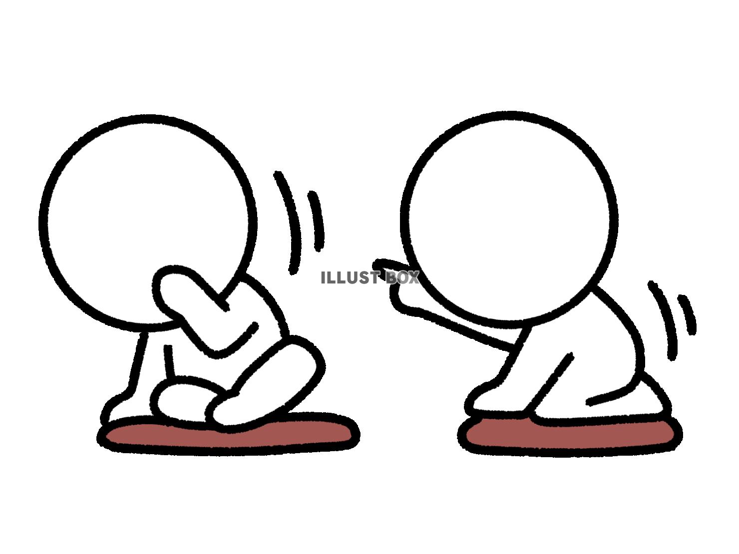 座って注意する棒人間