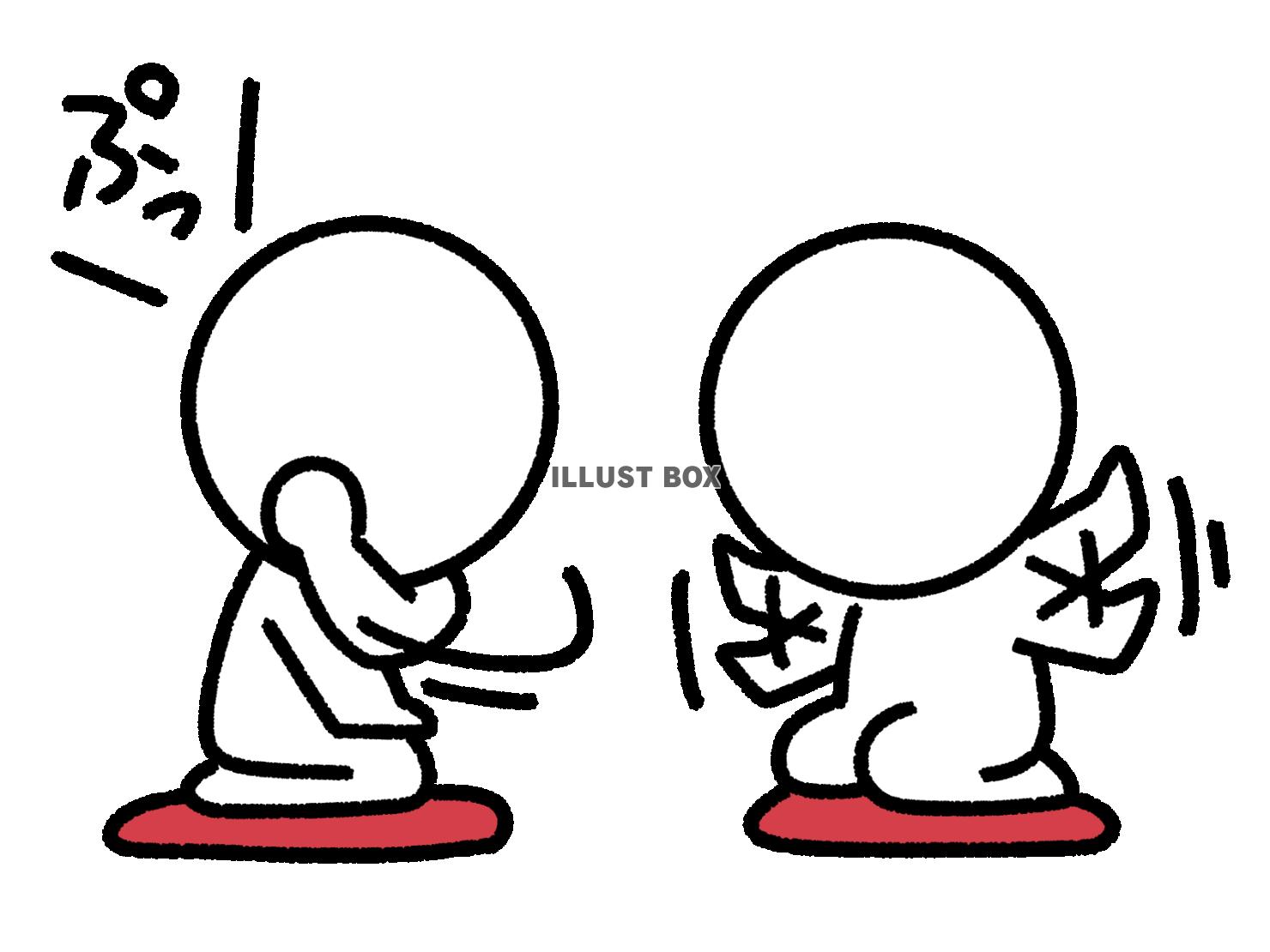 話を聞いてぷっと笑う棒人間