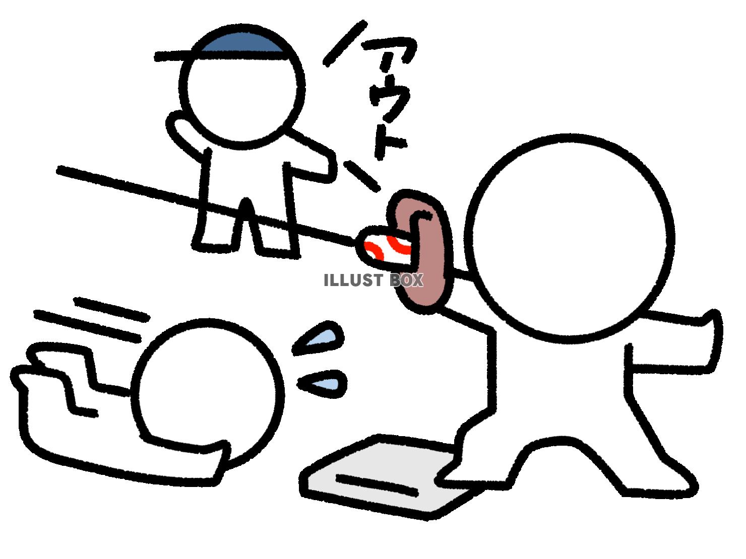 走塁失敗でアウトになる棒人間