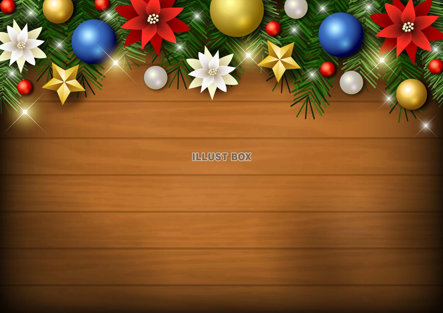 クリスマス背景25・上飾り・板・横・赤