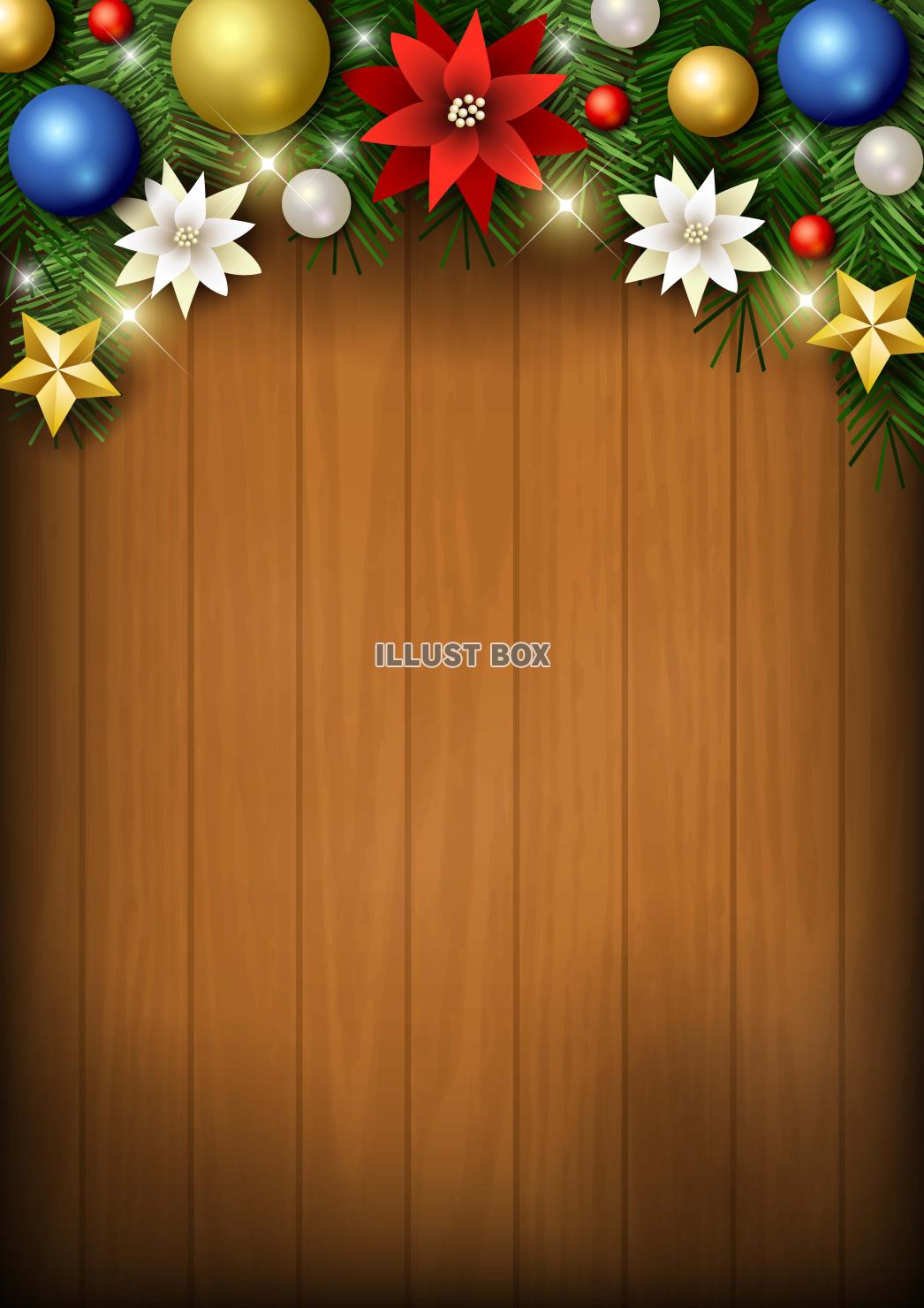 クリスマス背景25・上飾り・板・縦・赤