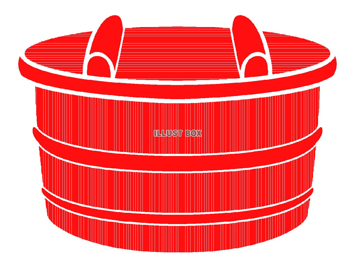 赤色のおひつのシルエット