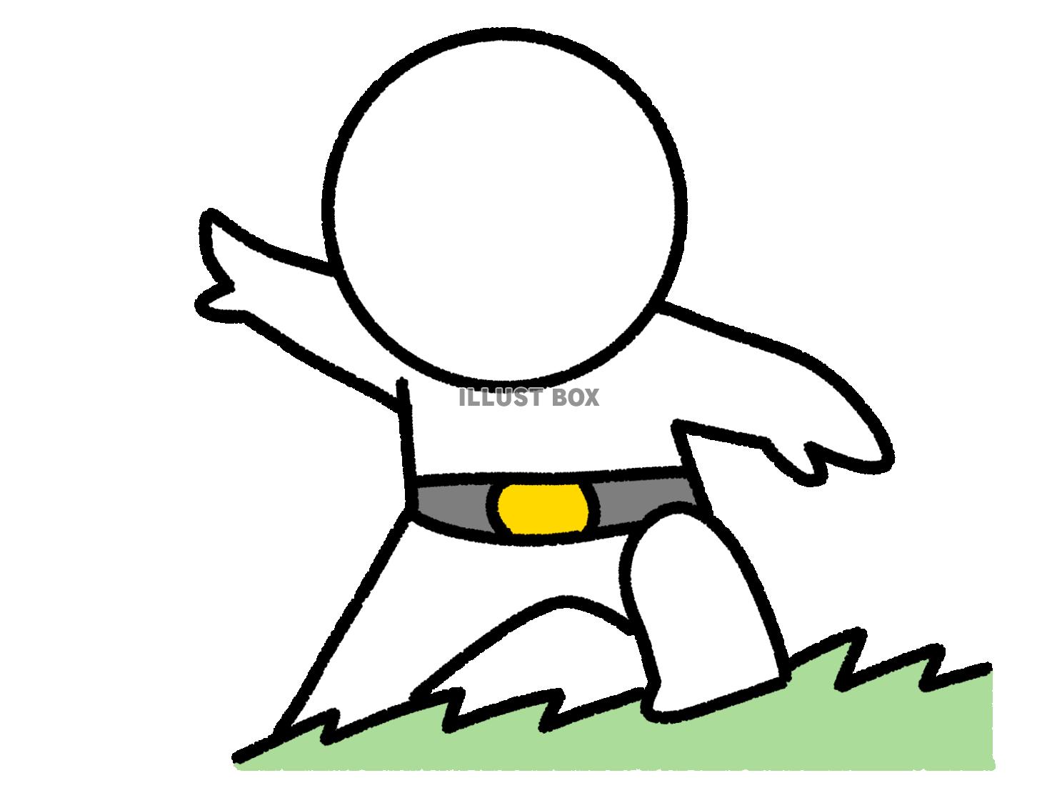 変身ベルトをつけてポーズをとる棒人間