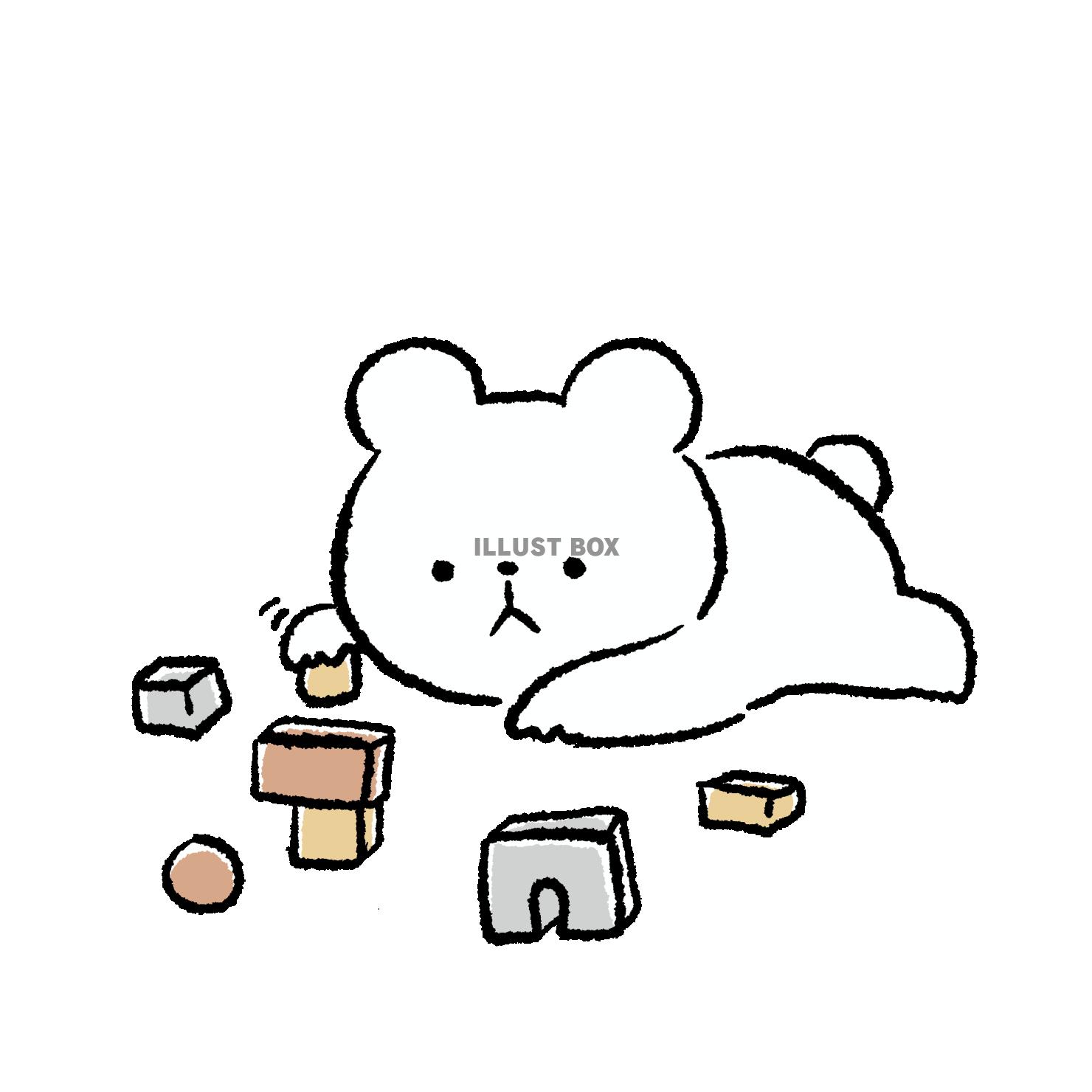 つみきで遊ぶくま