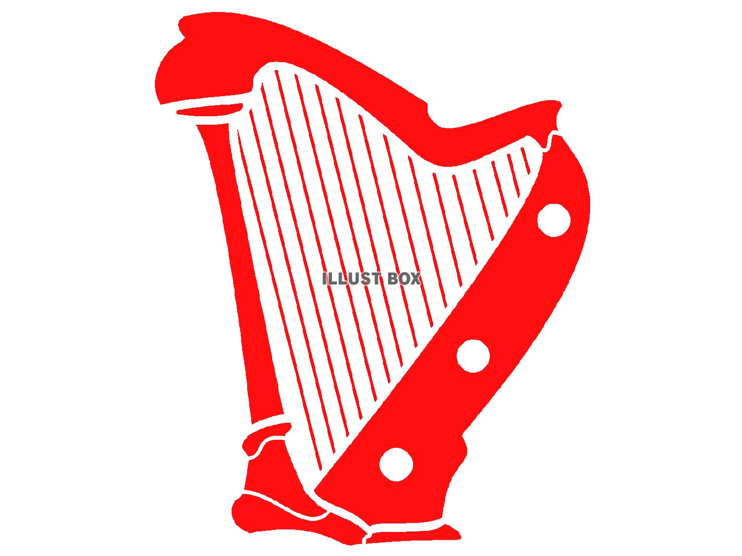 赤色のハープのシルエット