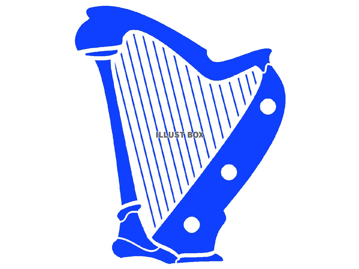 青色のハープのシルエット