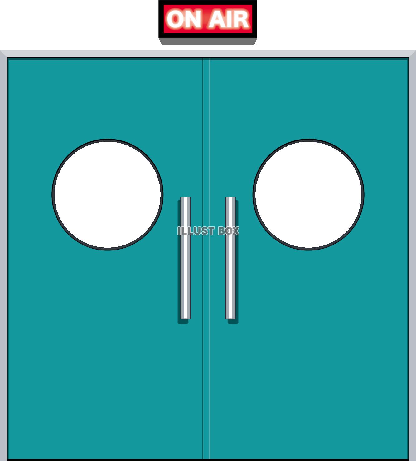 丸い窓のスタジオのドア