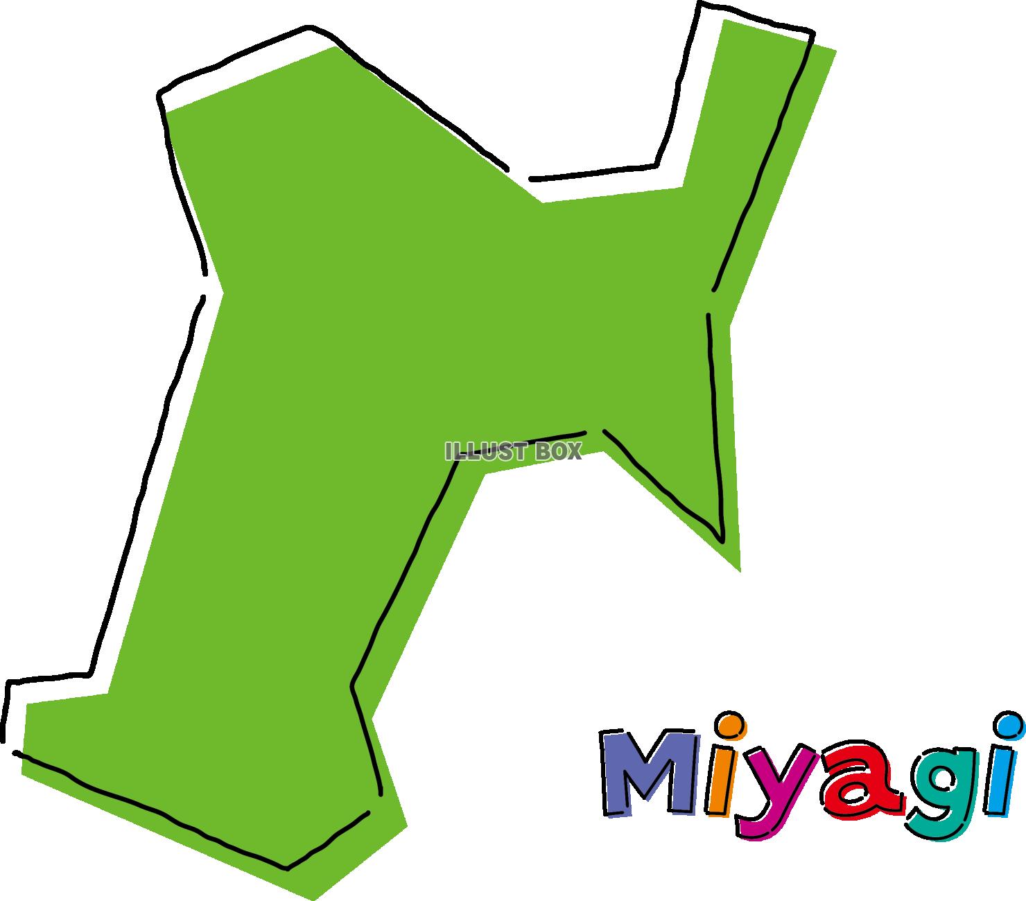  宮城　手描き風のシンプルな線画の地図