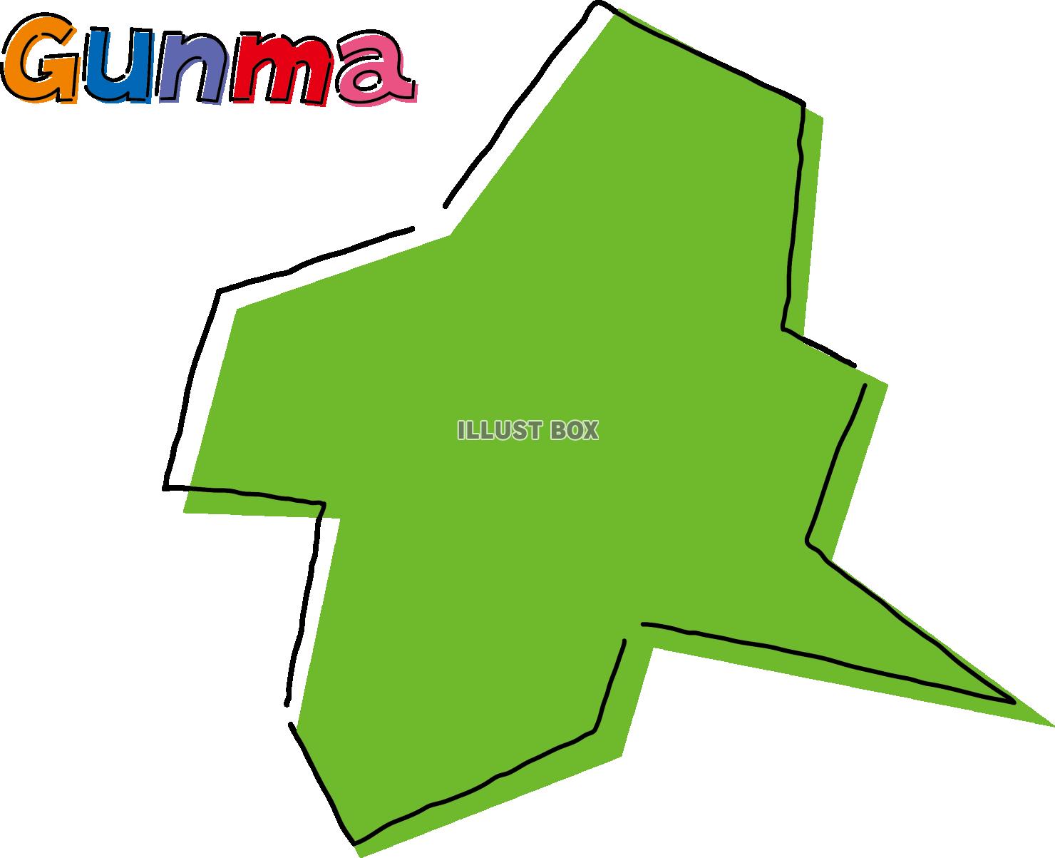  群馬　手描き風のシンプルな線画の地図