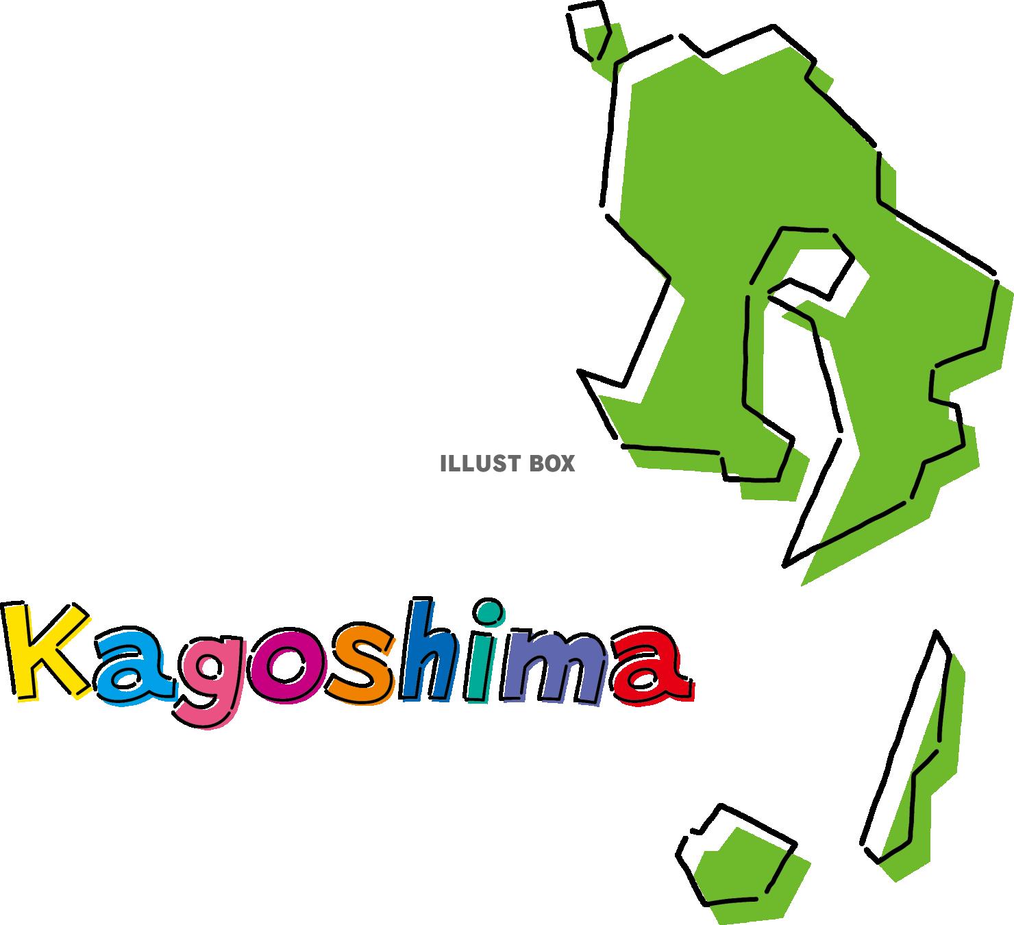  鹿児島　手描き風のシンプルな線画の地図