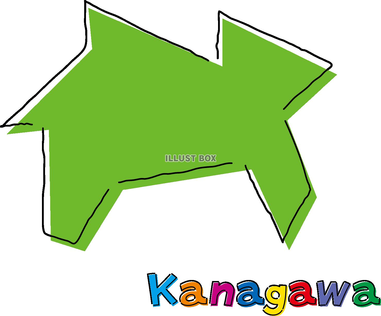  神奈川　手描き風のシンプルな線画の地図