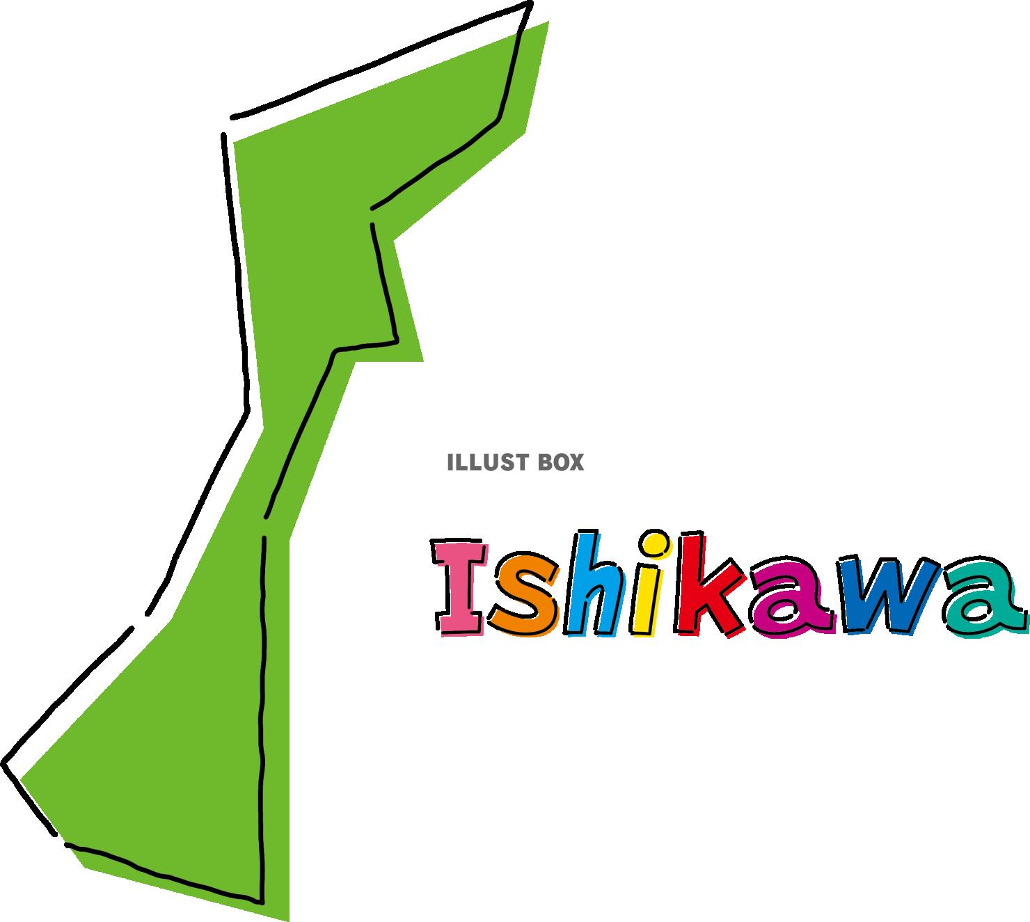  石川　手描き風のシンプルな線画の地図