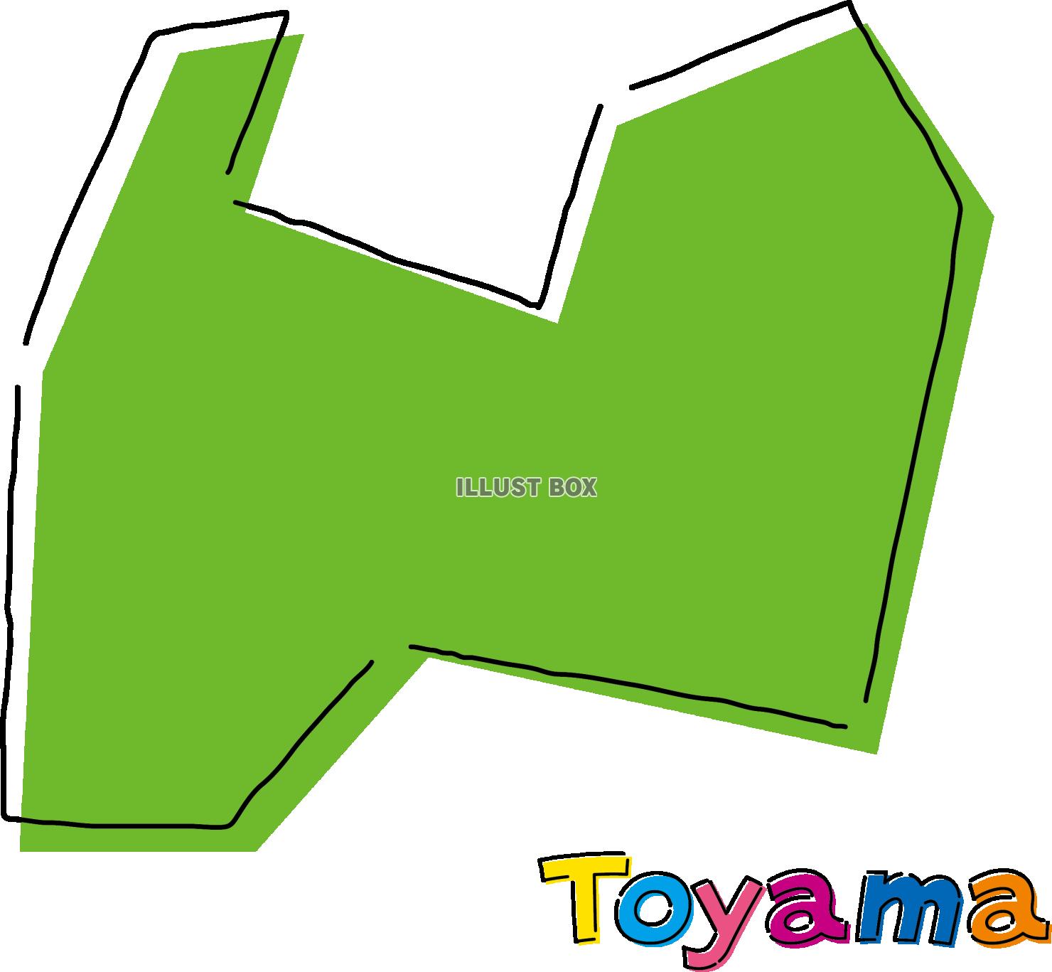 富山　手描き風のシンプルな線画の地図