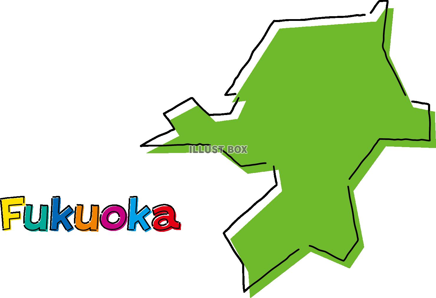 福岡　手描き風のシンプルな線画の地図