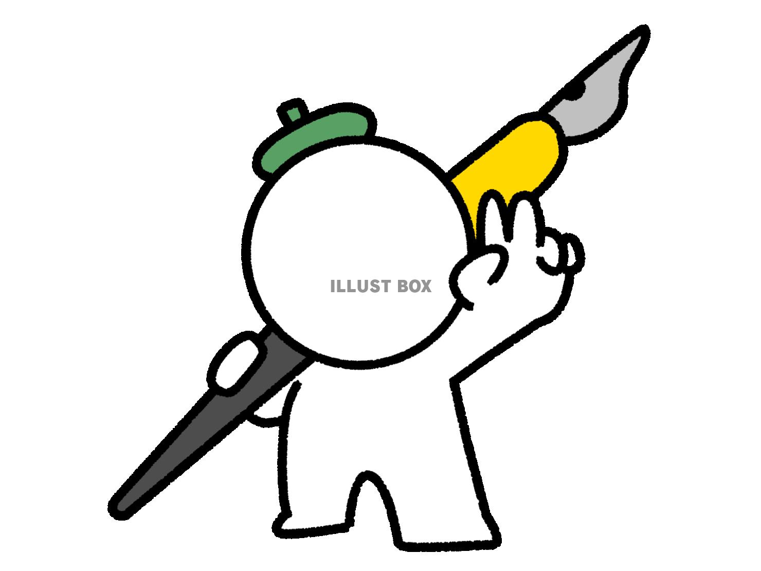 つけペンを持ってピースをする漫画家の棒人間