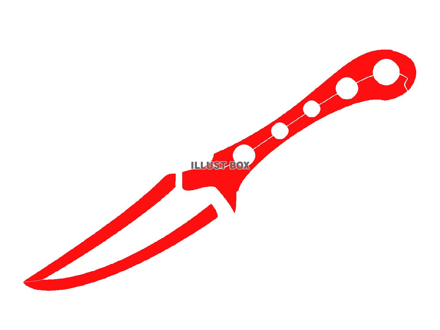 赤色の投げナイフのシルエット