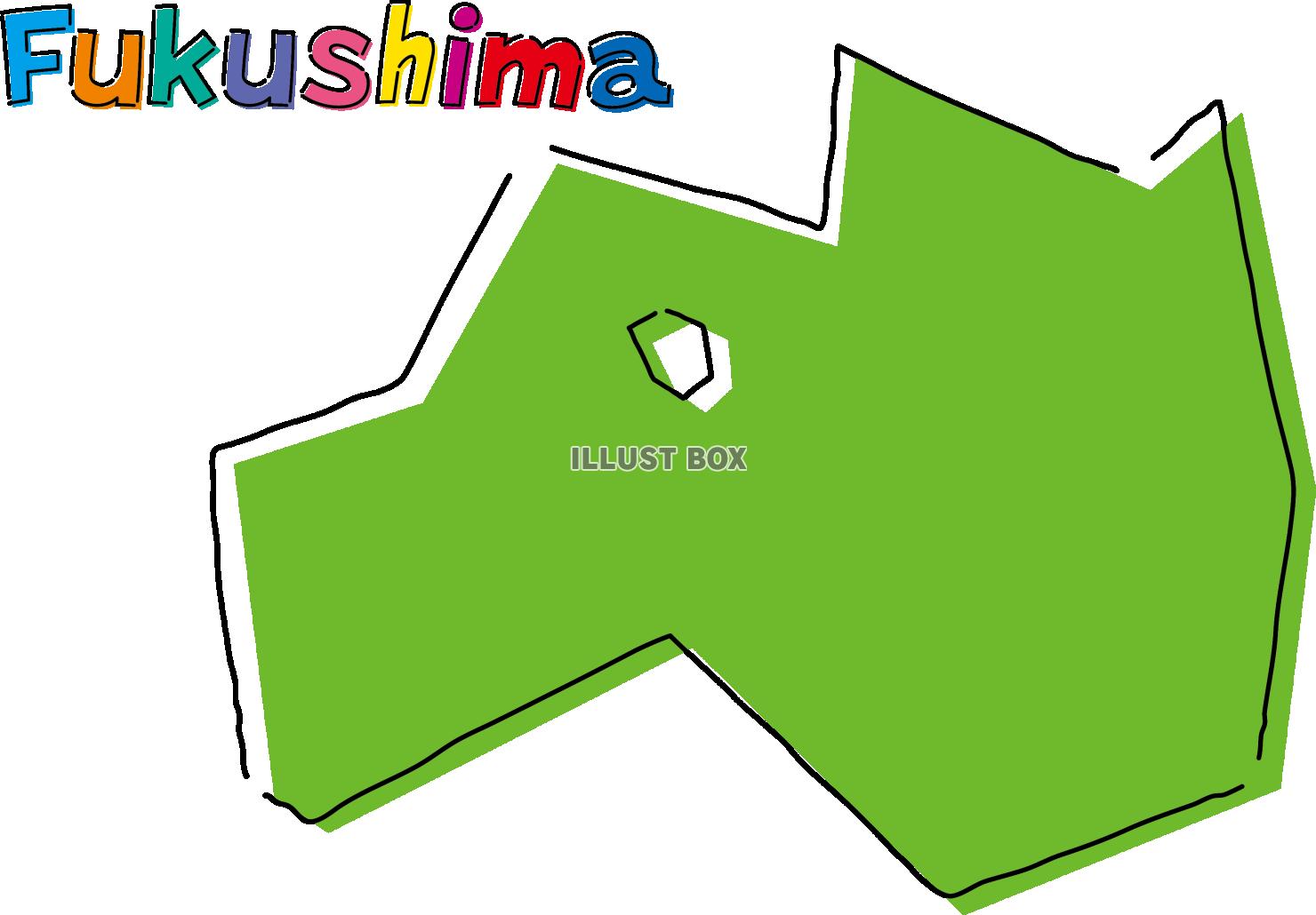 福島　手描き風のシンプルな線画の地図