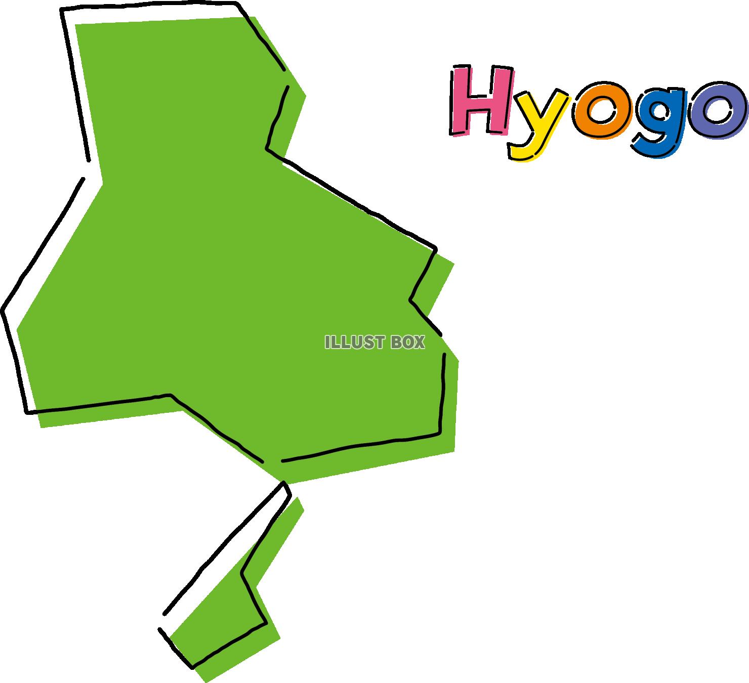 兵庫　手描き風のシンプルな線画の地図