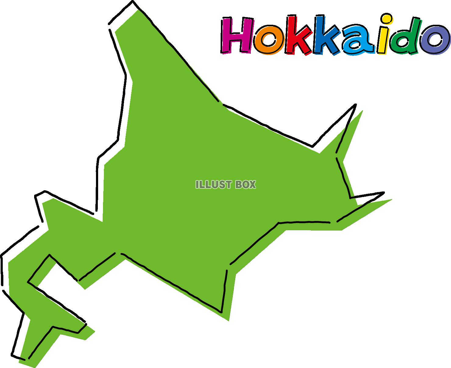 北海道　手描き風のシンプルな線画の地図
