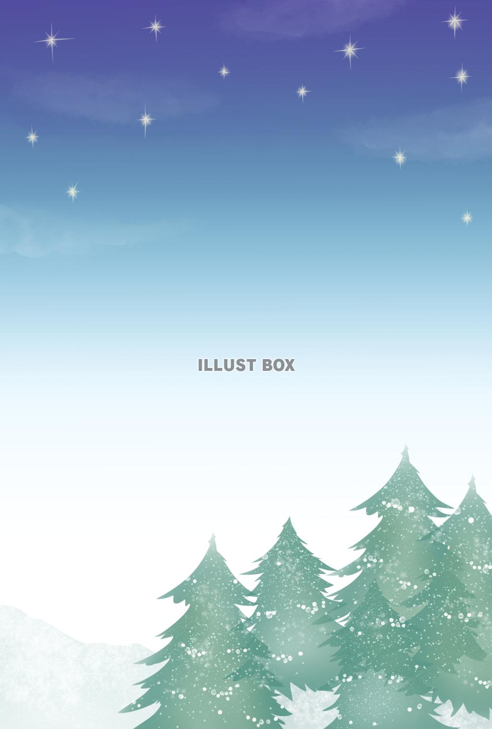 雪の降る夜の森のカード