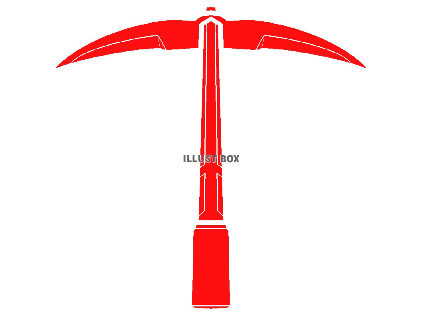 赤色のピッケルのシルエット