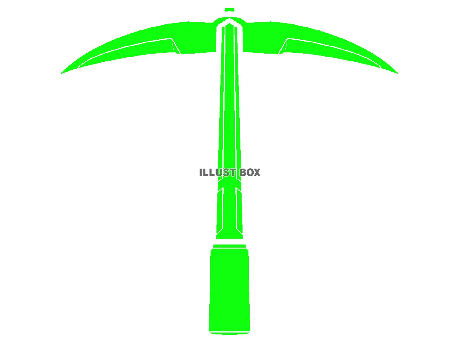 緑色のピッケルのシルエット