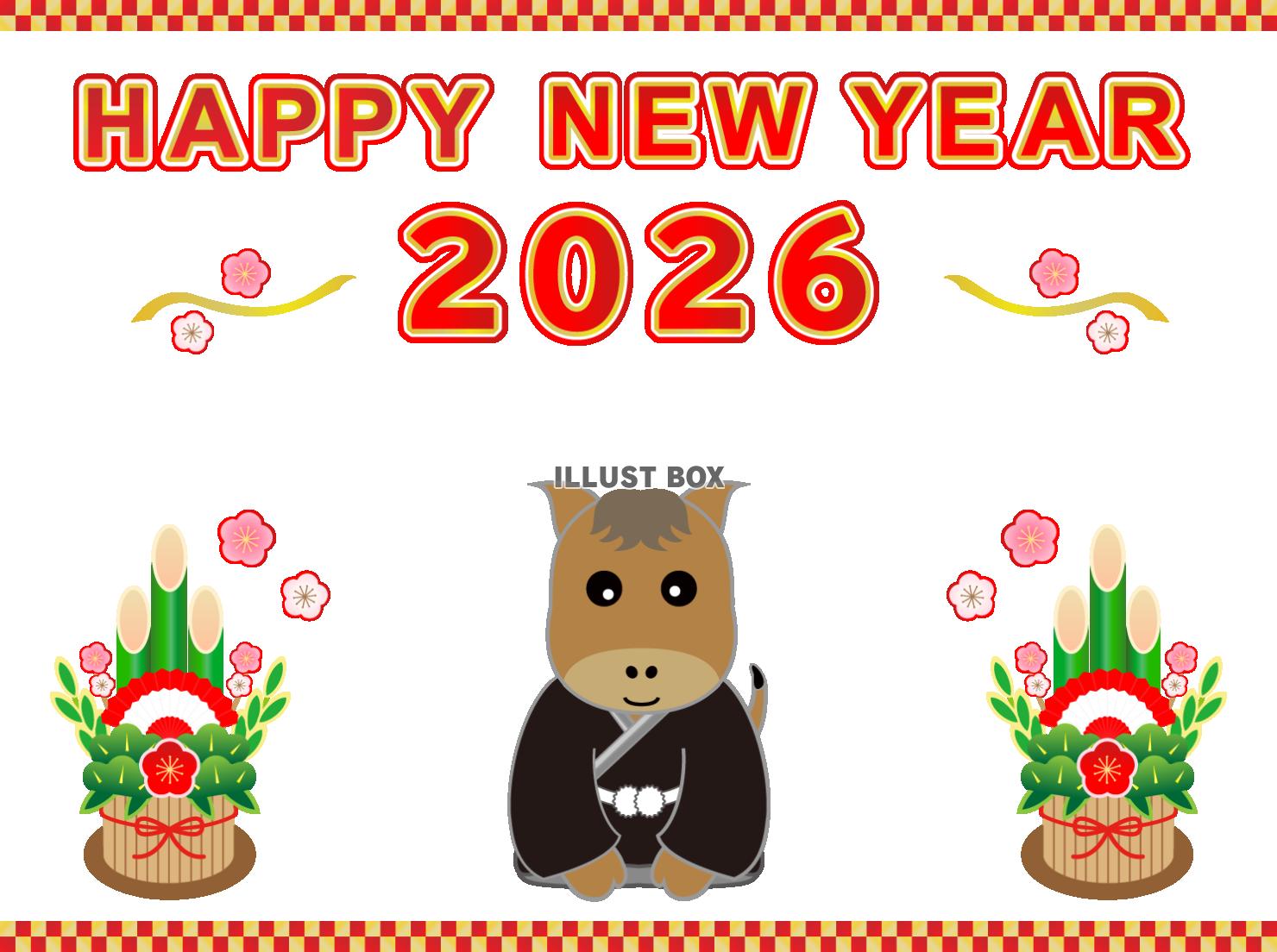 年賀状2026-午-着物