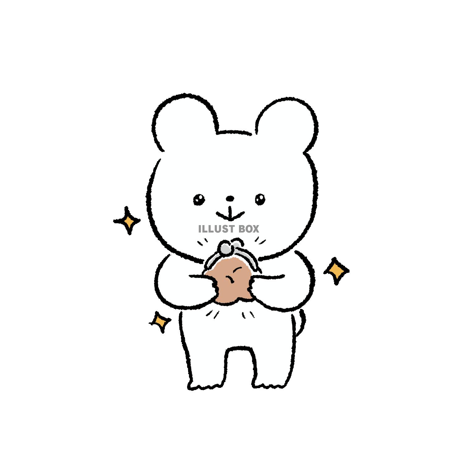 財布がいっぱいで喜ぶくま