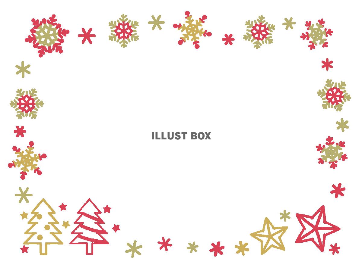 雪と結晶ツリーのフレーム　透過png