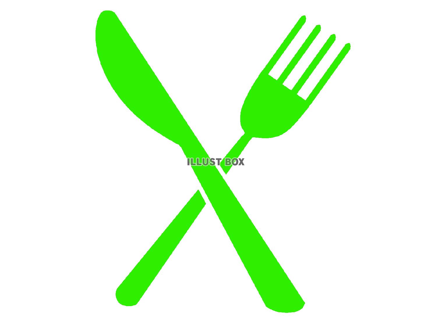 緑色のナイフとフォークのシルエット