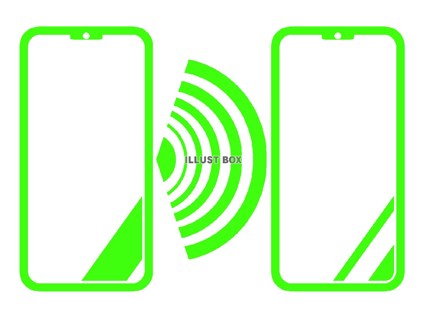 緑色のスマホのテザリングのシルエット