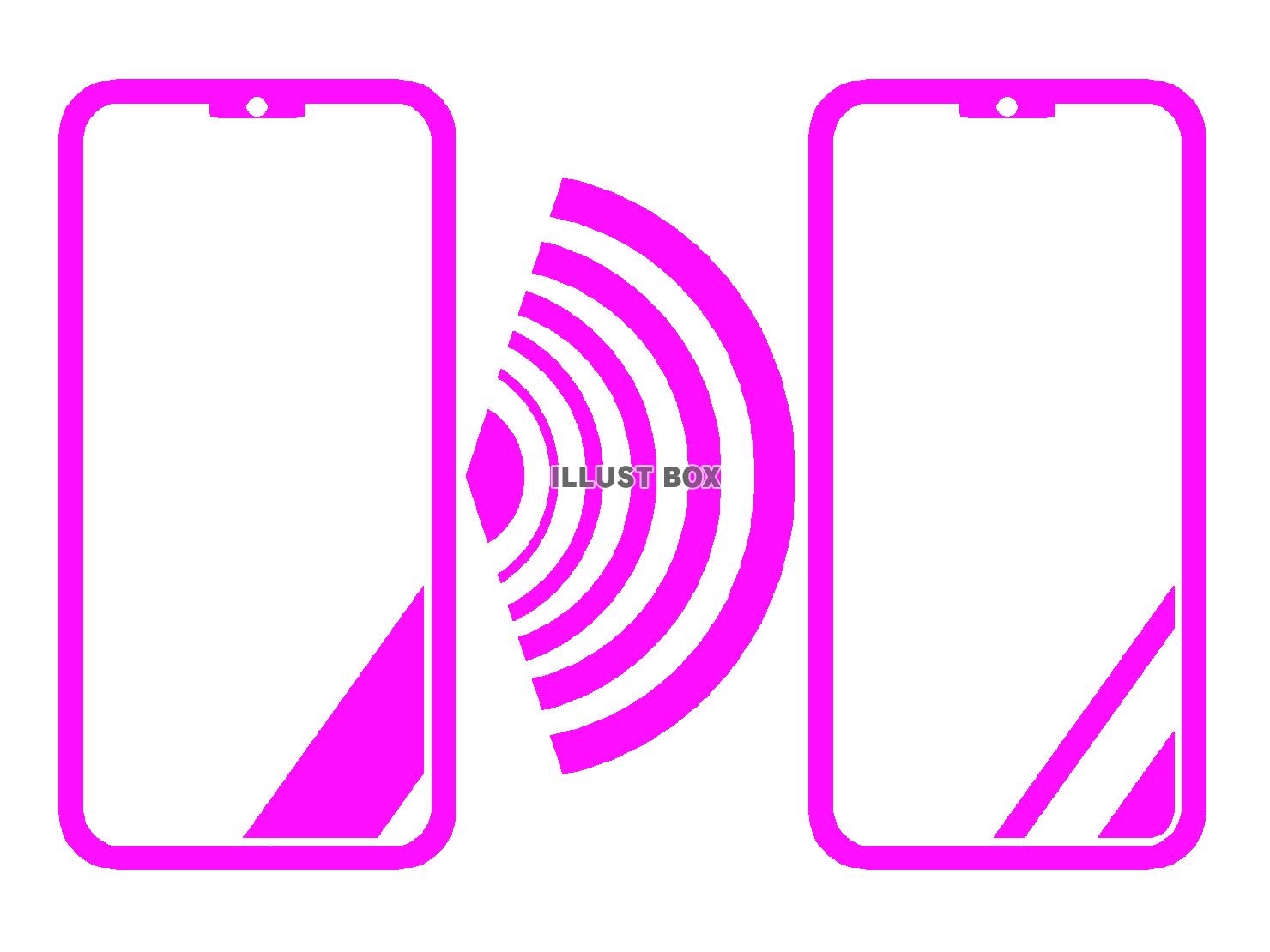 紫色のスマホのテザリングのシルエット