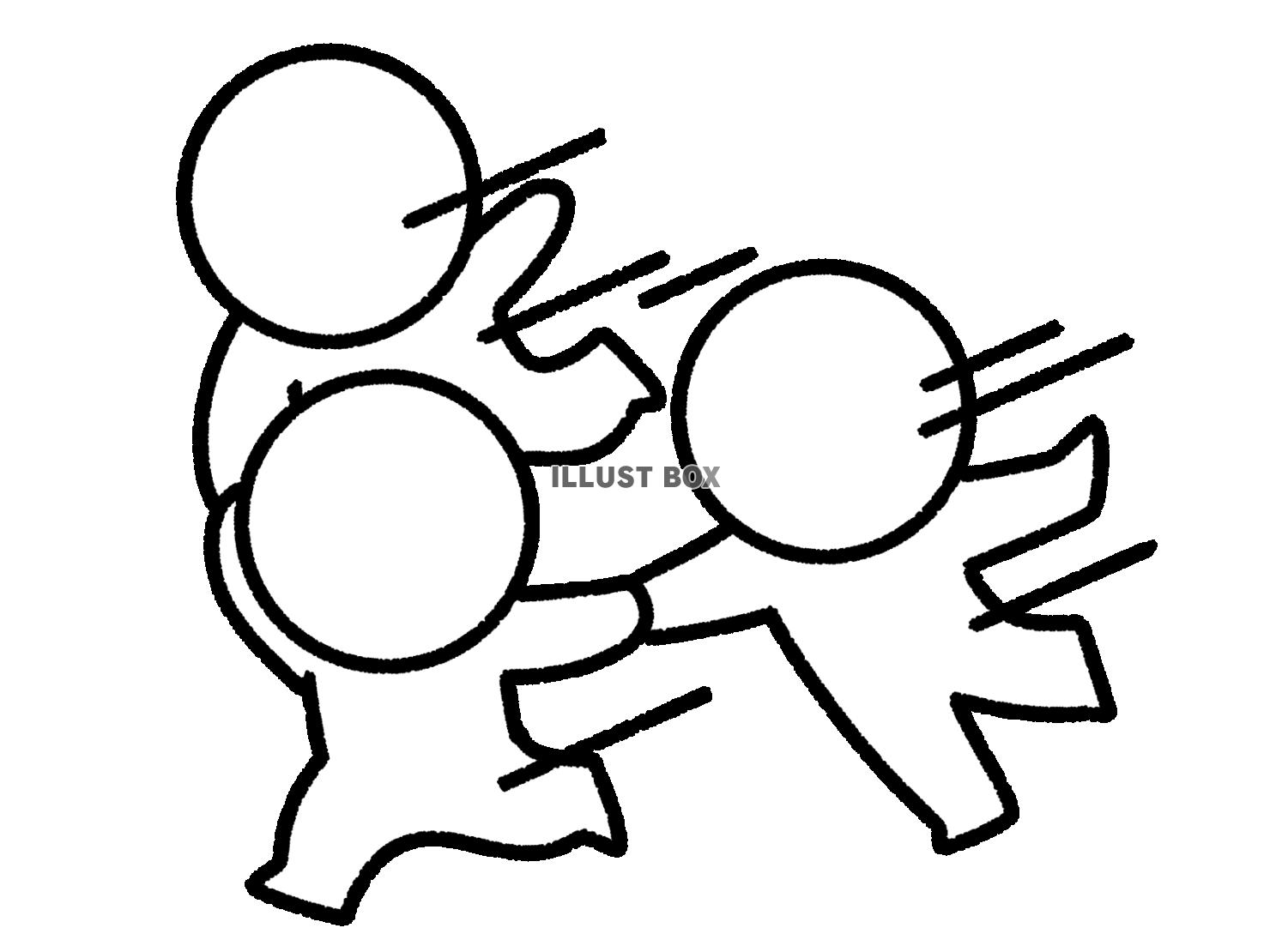 2人の手を掴んで走る棒人間