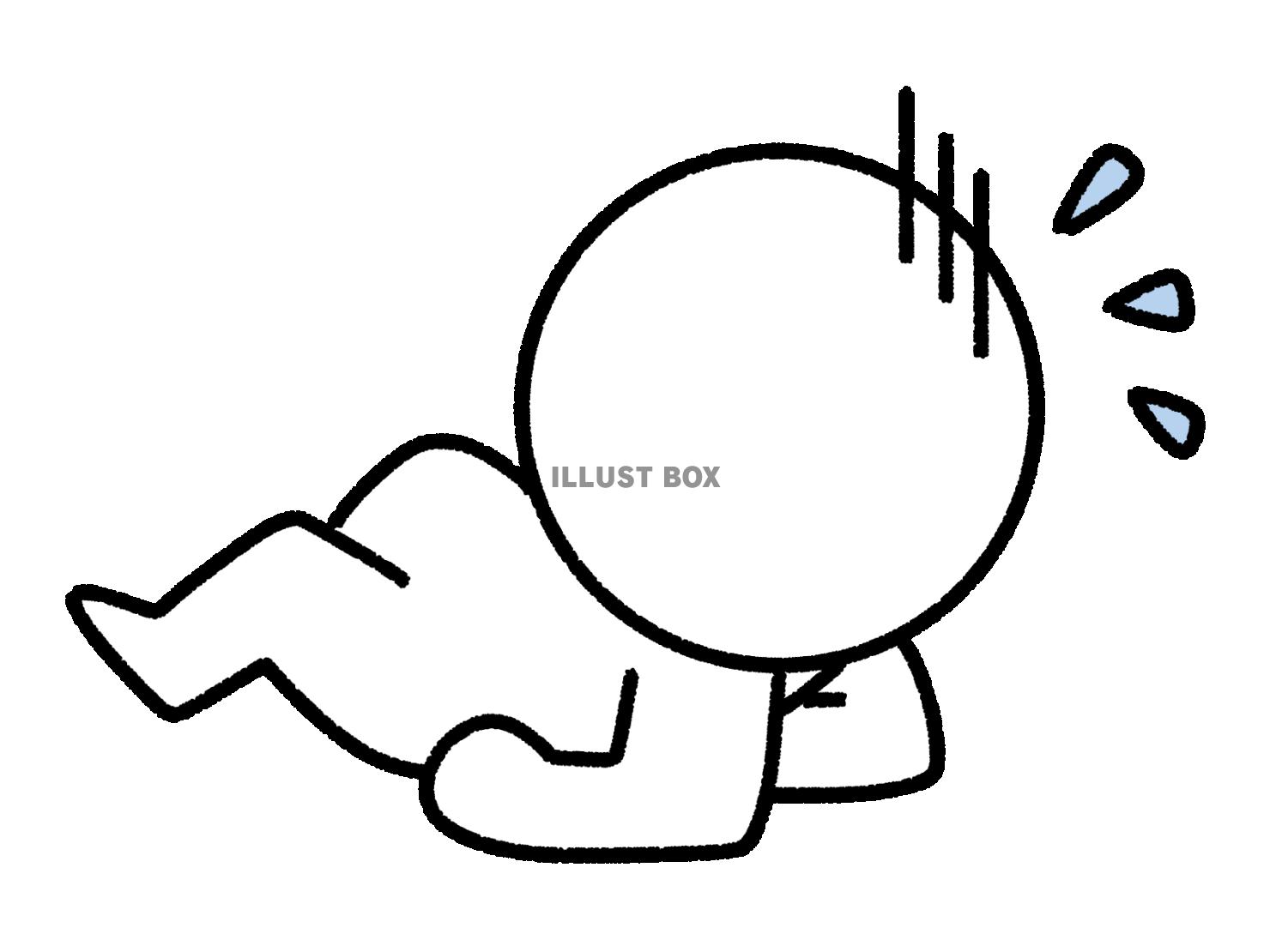 仰向けに倒れて焦る棒人間